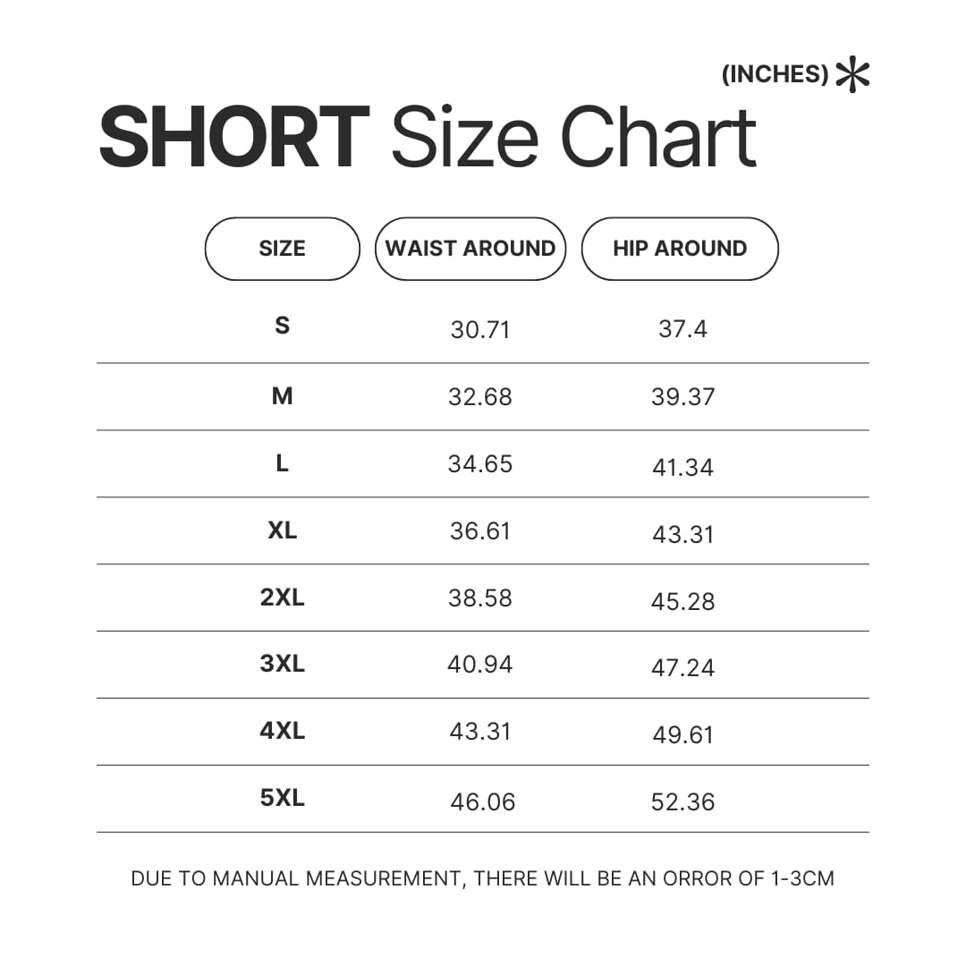 Short Size Chart 1 - Cinnamoroll Store