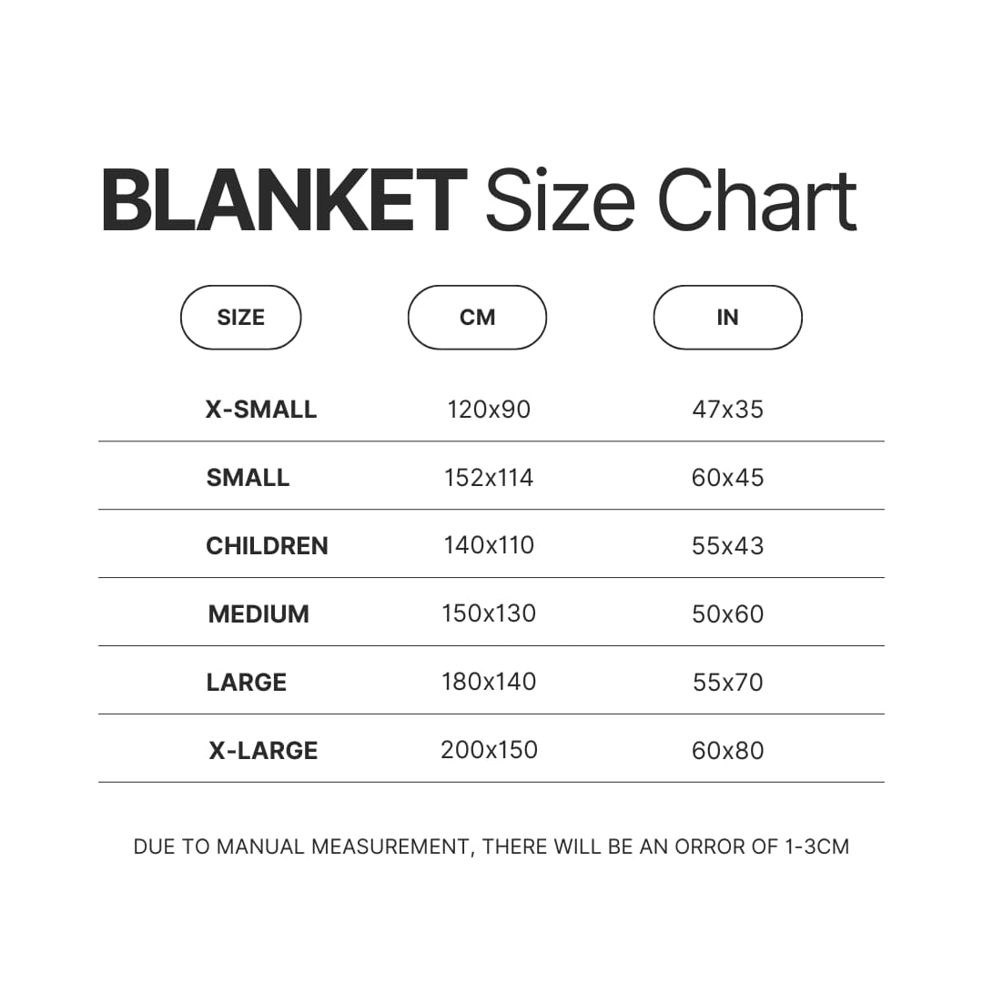 Blanket Size Chart - Cinnamoroll Store